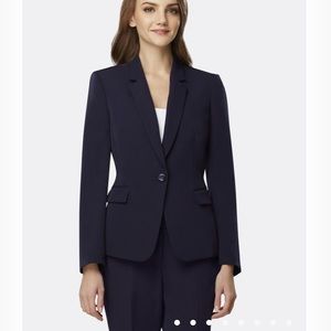 Tahari One Button Flap Pocket Jacket Black 14